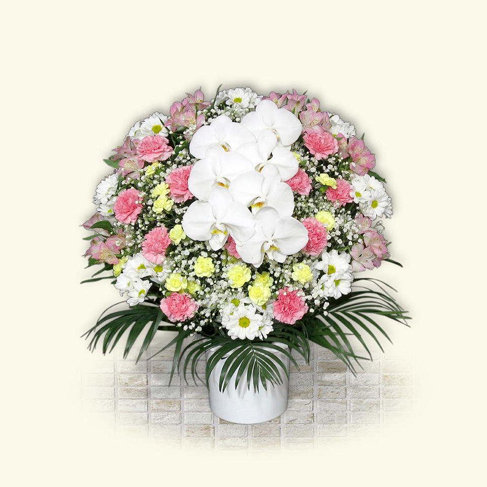 藤井祭典|市川市の洋風供花(ピンク)の華やかなアレンジメント