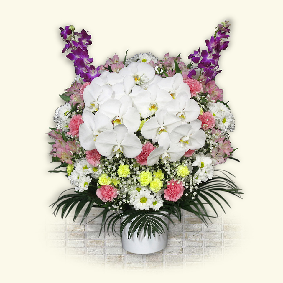 藤井祭典|市川市の洋風供花(ピンク)の華やかなアレンジメント